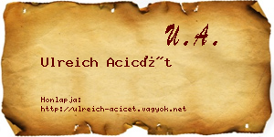 Ulreich Acicét névjegykártya